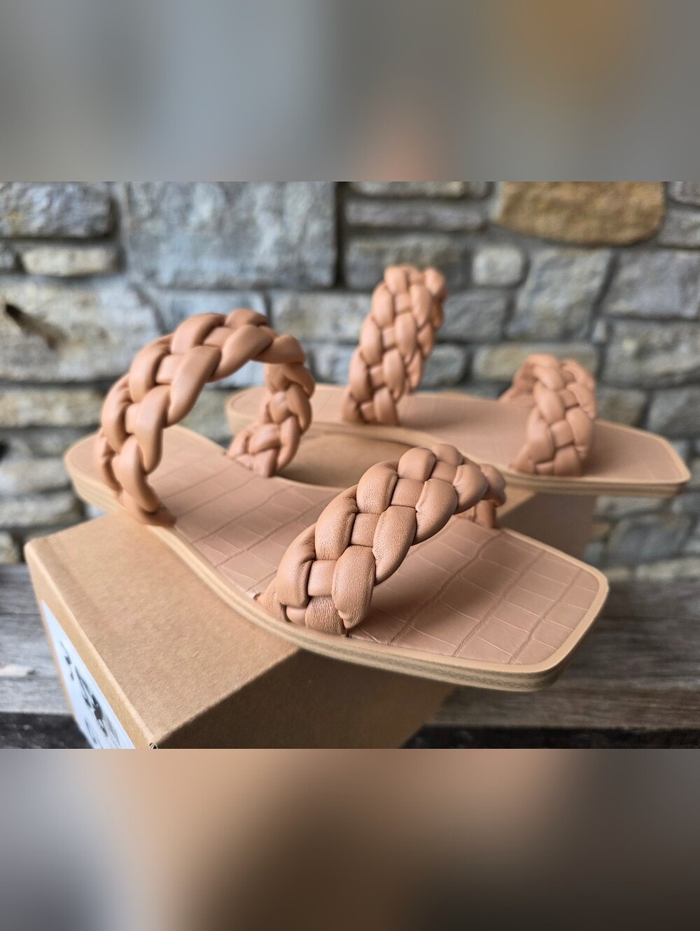 Zby Leather Braided Slip On Sandals Slides NWT